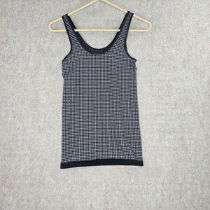 The Limited Women Tank Top Black & White Houndstooth Medium Nylon Blend Slim Fit